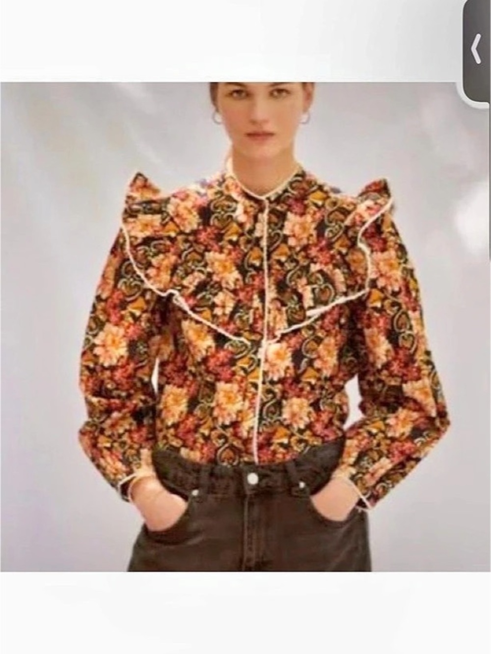 Sommer Dorothy Blouse Floral Blouse in Blue Size Small Like New